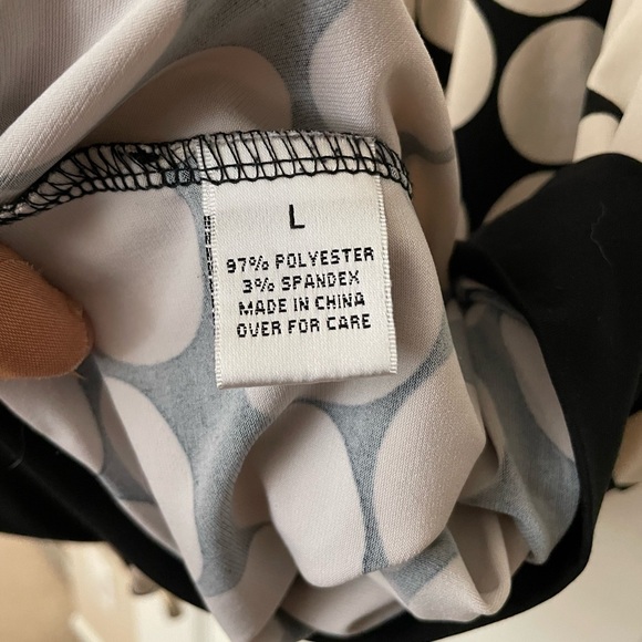 Cowl Neck Women’s Halter Top Black with Ivory Polka Dots Tie Neck Size Large - Picture 2 of 3